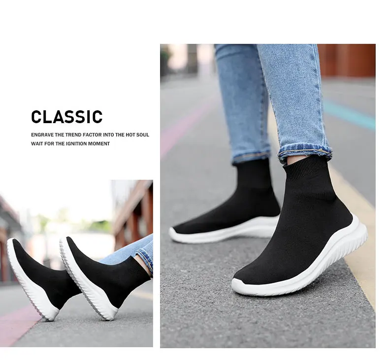 MWY Socks Sneakers Women Knit Upper Breathable Sport Shoes Sock Boots Woman Chunky Shoes High Top Running Shoes For Men Women