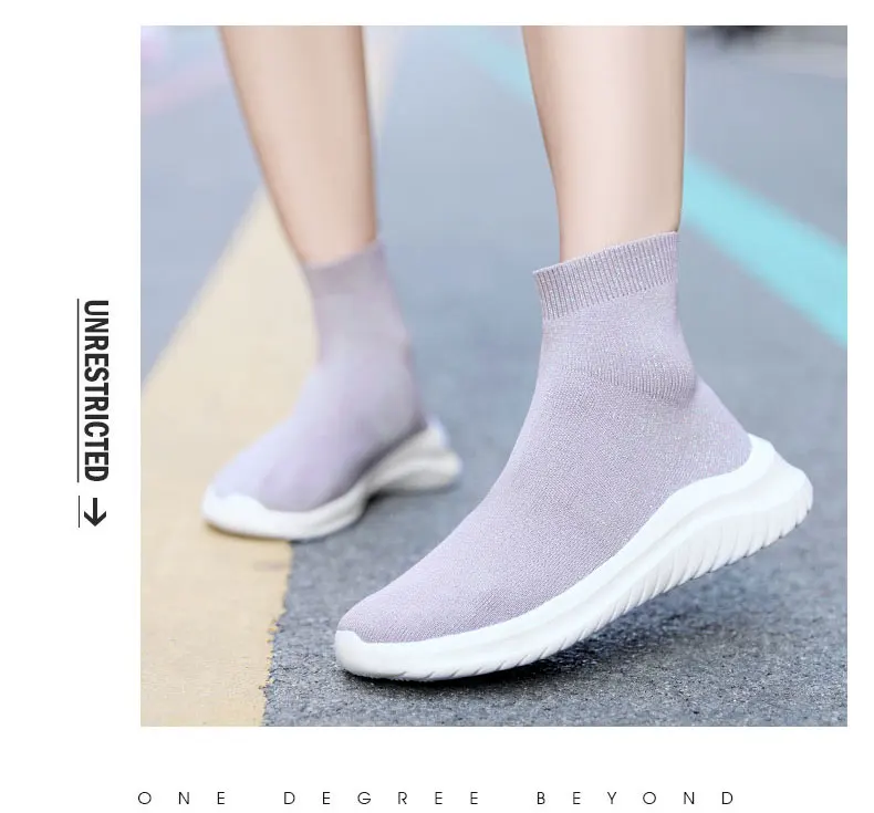 MWY Socks Sneakers Women Knit Upper Breathable Sport Shoes Sock Boots Woman Chunky Shoes High Top Running Shoes For Men Women
