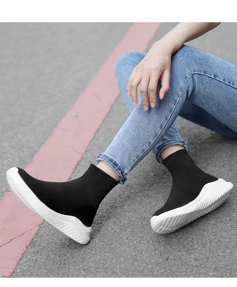 MWY Socks Sneakers Women Knit Upper Breathable Sport Shoes Sock Boots Woman Chunky Shoes High Top Running Shoes For Men Women