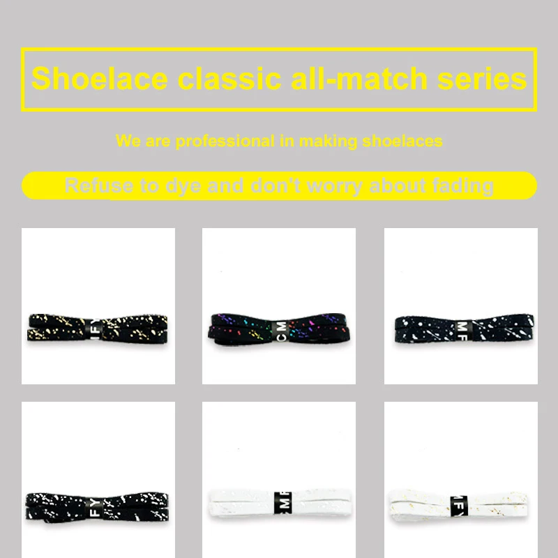 Colorful Splash Ink AF1 Shoelaces Women Gilding Men Red Black Hand-painted Sports Casual Basketball Shoes Laces 100/120/140/160
