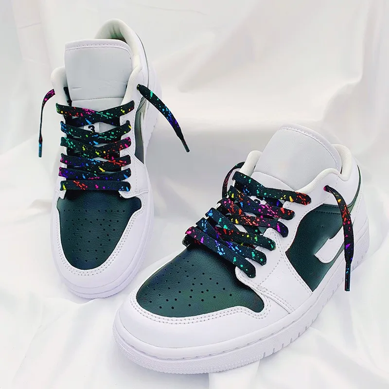 Colorful Splash Ink AF1 Shoelaces Women Gilding Men Red Black Hand-painted Sports Casual Basketball Shoes Laces 100/120/140/160