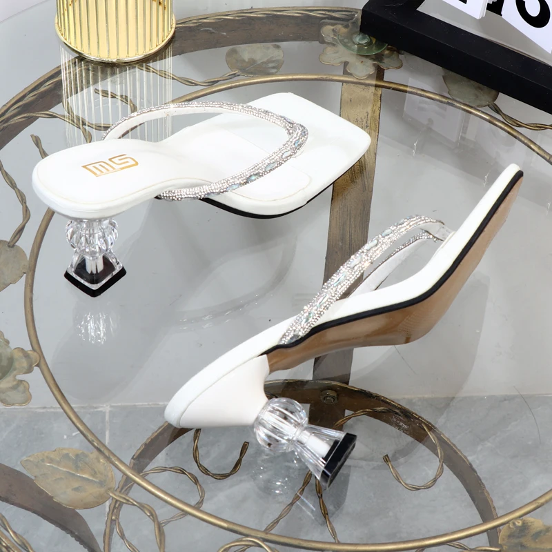Female slippers Wholesale manufacturer2025 summer high-heeled rhinestone toe-clip women's shoes wear stiletto high heels