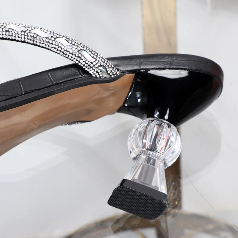 Female slippers Wholesale manufacturer2025 summer high-heeled rhinestone toe-clip women's shoes wear stiletto high heels