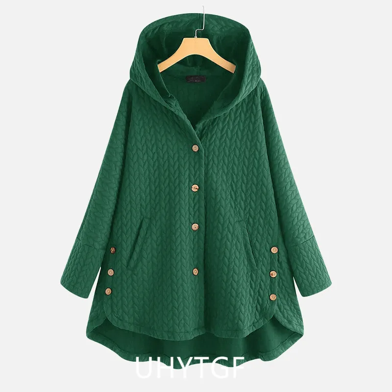 UHYTGF Chaquetas Women Jackets Korean Loose 8XL Big Size Coat Female Mid Length Hooded Spring Autumn Tops Outewear Jaquetas 1874