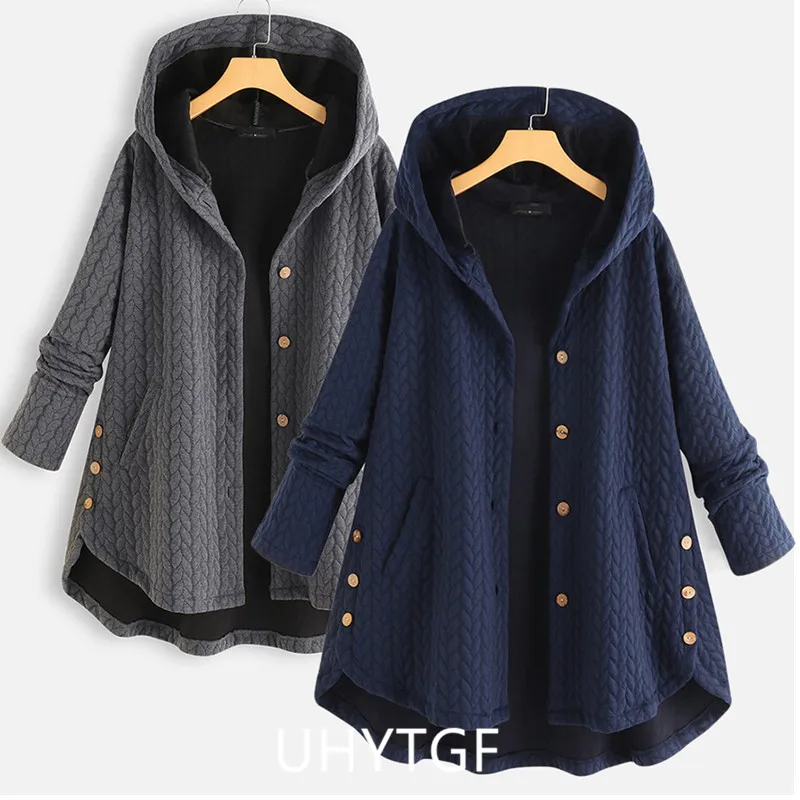 UHYTGF Chaquetas Women Jackets Korean Loose 8XL Big Size Coat Female Mid Length Hooded Spring Autumn Tops Outewear Jaquetas 1874