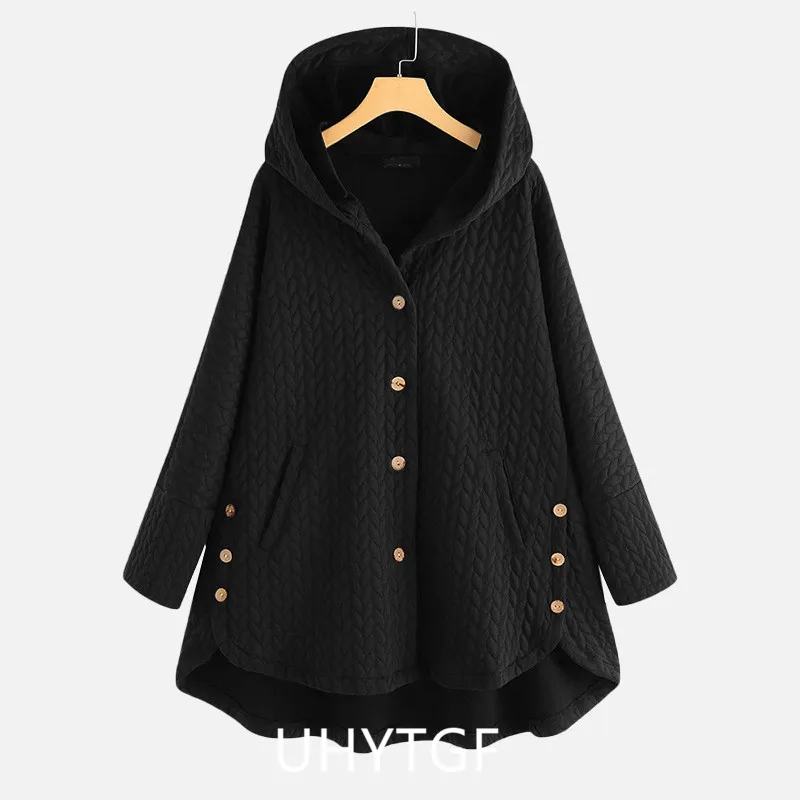 UHYTGF Chaquetas Women Jackets Korean Loose 8XL Big Size Coat Female Mid Length Hooded Spring Autumn Tops Outewear Jaquetas 1874