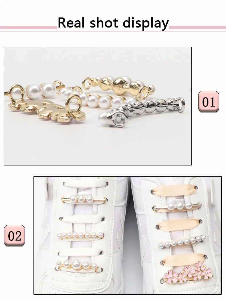 Shoelaces Clips Decoration Shoelace Buckle Shoes Charm Sneakers Pearl Shiny Rhinestones Women Girl Shoe Laces Decorative 1PCS