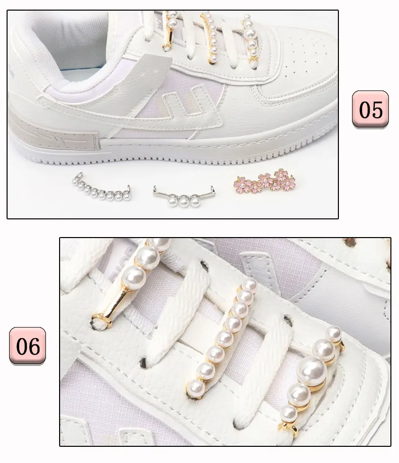 Shoelaces Clips Decoration Shoelace Buckle Shoes Charm Sneakers Pearl Shiny Rhinestones Women Girl Shoe Laces Decorative 1PCS