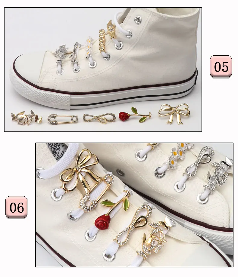 Shoelaces Clips Decoration Shoelace Buckle Shoes Charm Sneakers Pearl Shiny Rhinestones Women Girl Shoe Laces Decorative 1PCS