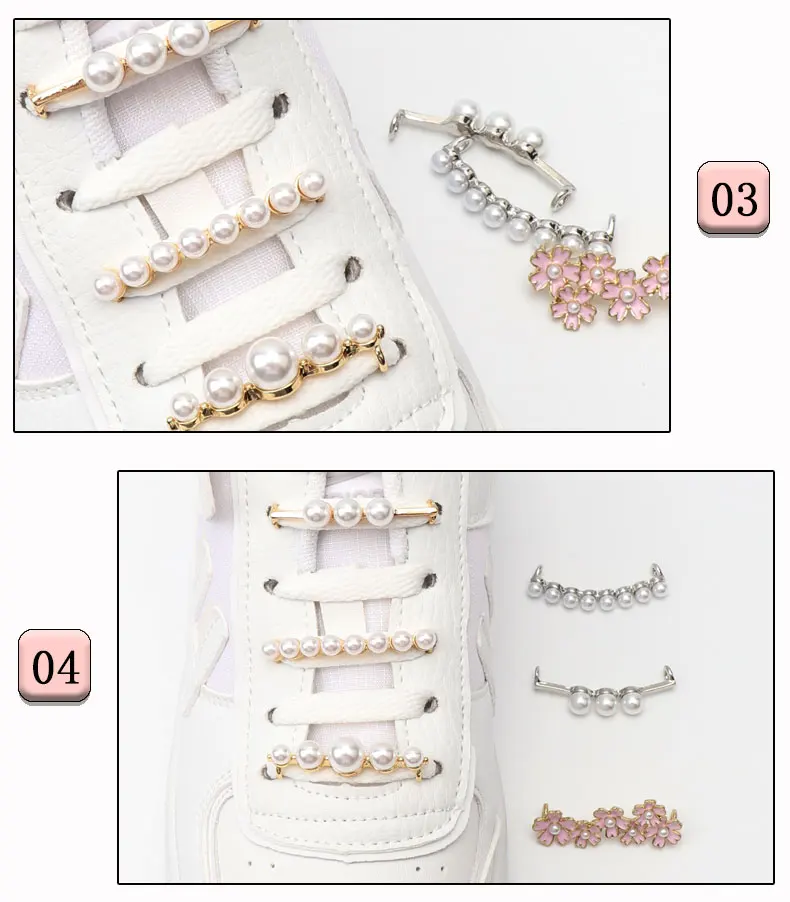 Shoelaces Clips Decoration Shoelace Buckle Shoes Charm Sneakers Pearl Shiny Rhinestones Women Girl Shoe Laces Decorative 1PCS