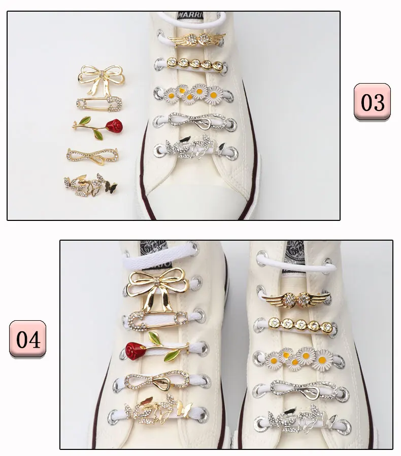 Shoelaces Clips Decoration Shoelace Buckle Shoes Charm Sneakers Pearl Shiny Rhinestones Women Girl Shoe Laces Decorative 1PCS