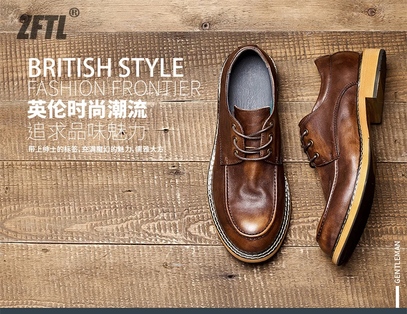 ZFTL Men's Casual shoes Genuine Leather man Vintage leisure lace up shoes British trend style derby shoes Hand made High Quality