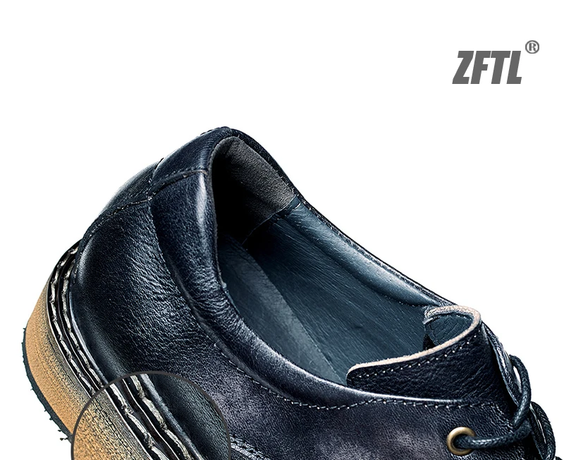 ZFTL Men's Casual shoes Genuine Leather man Vintage leisure lace up shoes British trend style derby shoes Hand made High Quality