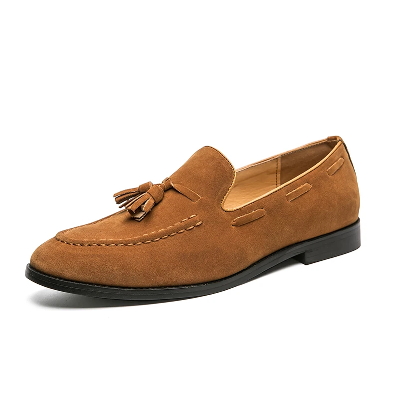 2025 New Spring Soft Suede Loafers for Men Tassel Slip On Leather Casual Shoes Yellow Moccasins Classic Business Shoes Luxury