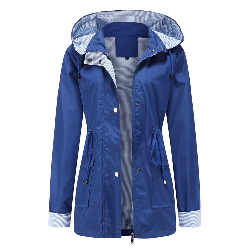 Autumn Winter Women Hooded Windbreaker Hiking Jacket Outdoor Camping Jackets Long Sleeve Zipper Waterproof Coat Outwear S-3XL
