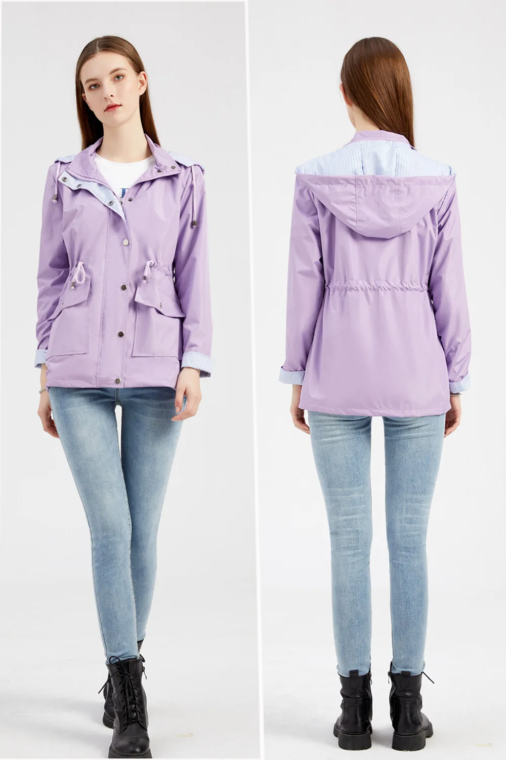 Autumn Winter Women Hooded Windbreaker Hiking Jacket Outdoor Camping Jackets Long Sleeve Zipper Waterproof Coat Outwear S-3XL