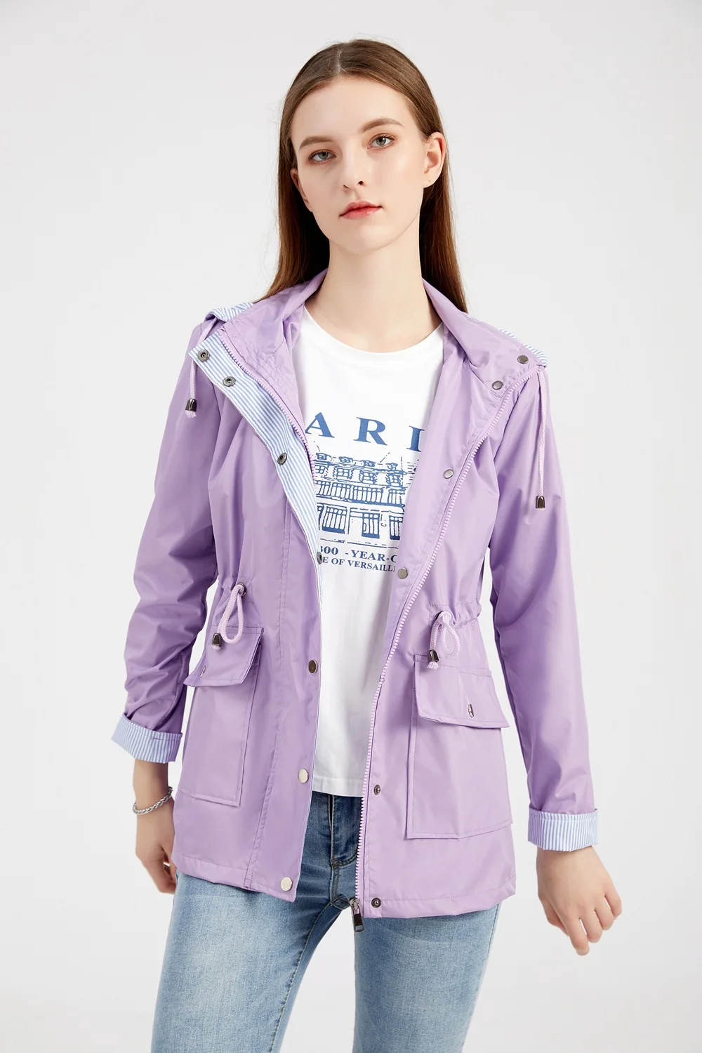 Autumn Winter Women Hooded Windbreaker Hiking Jacket Outdoor Camping Jackets Long Sleeve Zipper Waterproof Coat Outwear S-3XL