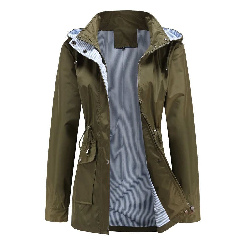 Autumn Winter Women Hooded Windbreaker Hiking Jacket Outdoor Camping Jackets Long Sleeve Zipper Waterproof Coat Outwear S-3XL