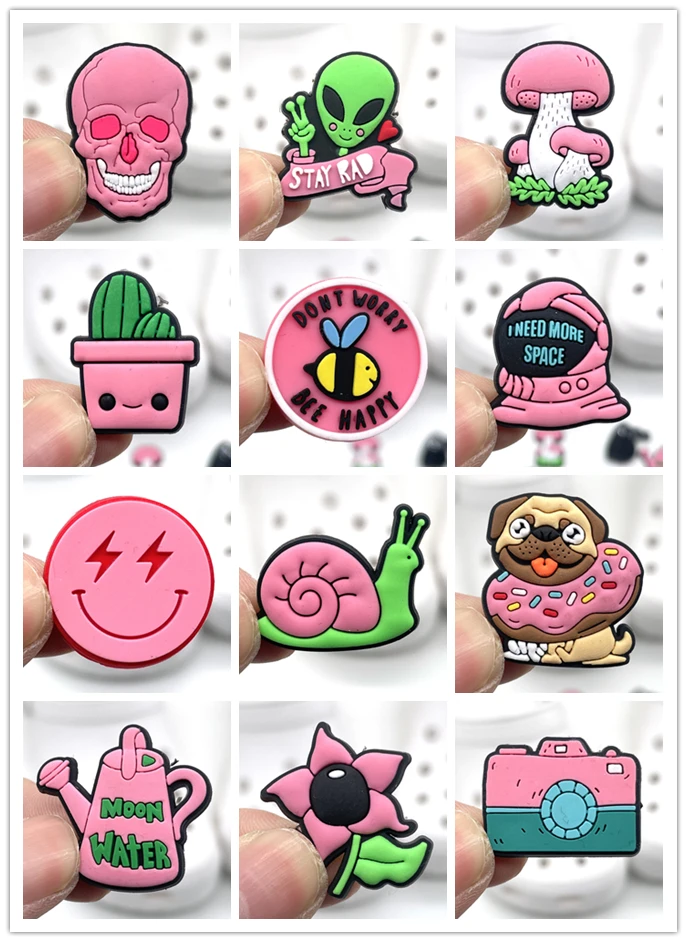 Shoe Charms Accessories Decoration Cute Pink Hole Shoes Flower Shoe Buckle PVC Soft Plastic Cartoon Detachable Match 1pcs