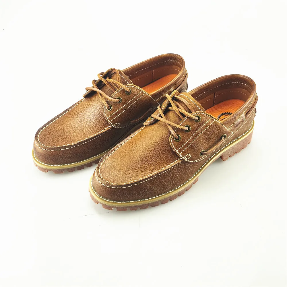 Fashion Genuine Leather Men's Loafers Soft Casual Shoes Moccasins Boat Shoes Platform Male Black Brown Lace-up Oxfords