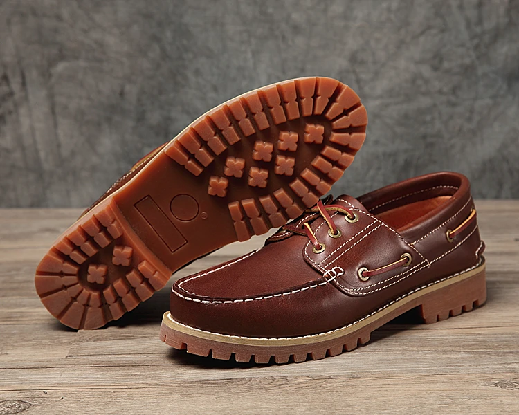 Fashion Genuine Leather Men's Loafers Soft Casual Shoes Moccasins Boat Shoes Platform Male Black Brown Lace-up Oxfords