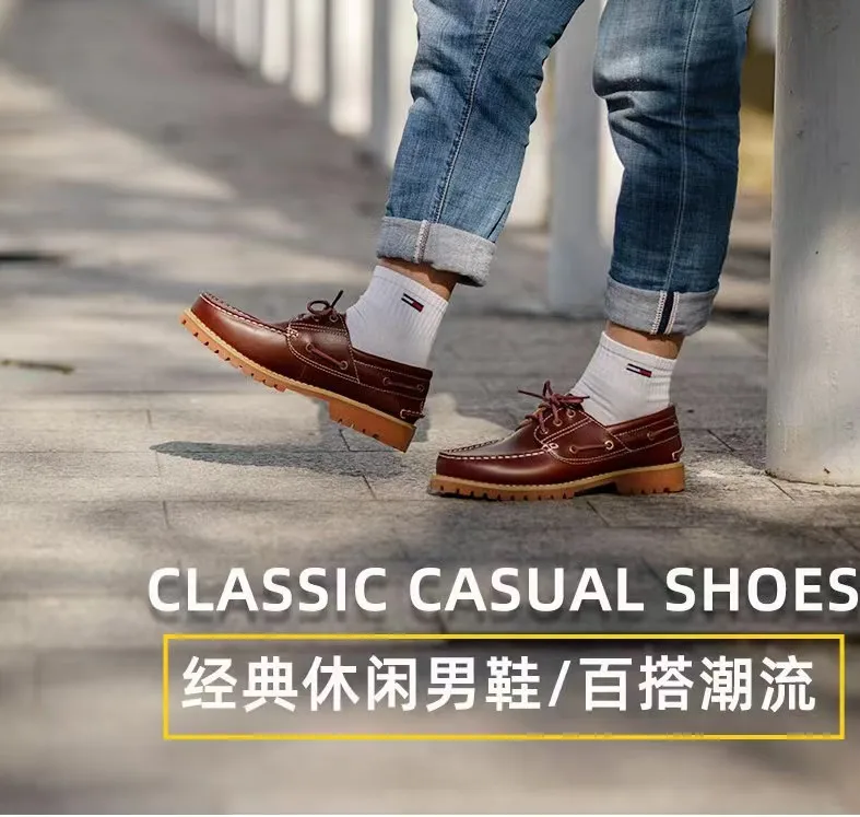 Fashion Genuine Leather Men's Loafers Soft Casual Shoes Moccasins Boat Shoes Platform Male Black Brown Lace-up Oxfords