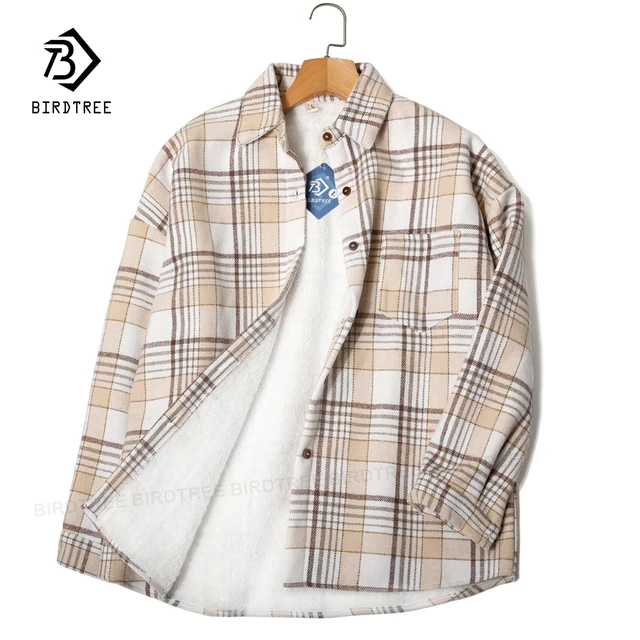 Thick Velvet Plaid Shirts Women Winter Warm Blouses and Tops New Casual Woolen Shirt Jacket Female Clothes Coat Outwear C17001X