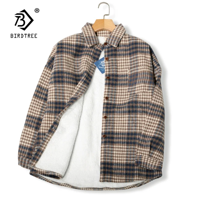 Thick Velvet Plaid Shirts Women Winter Warm Blouses and Tops New Casual Woolen Shirt Jacket Female Clothes Coat Outwear C17001X