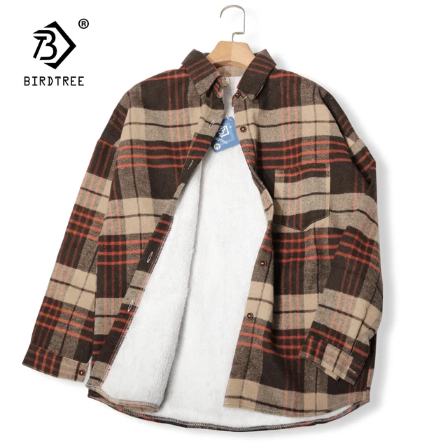 Thick Velvet Plaid Shirts Women Winter Warm Blouses and Tops New Casual Woolen Shirt Jacket Female Clothes Coat Outwear C17001X