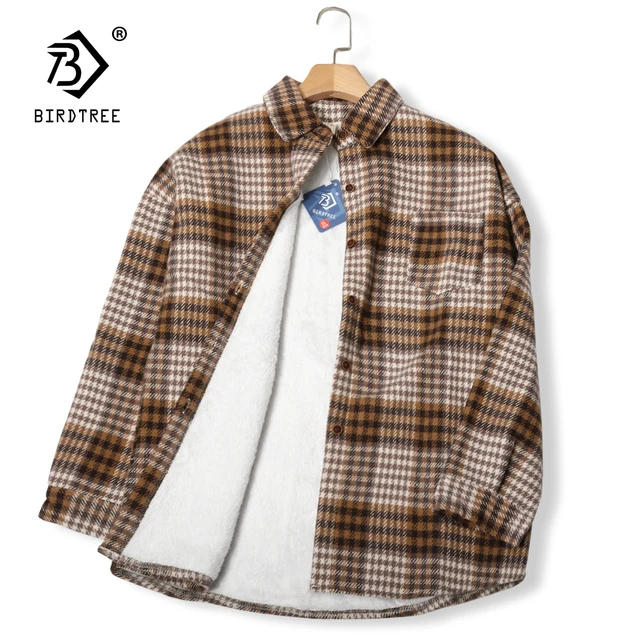 Thick Velvet Plaid Shirts Women Winter Warm Blouses and Tops New Casual Woolen Shirt Jacket Female Clothes Coat Outwear C17001X