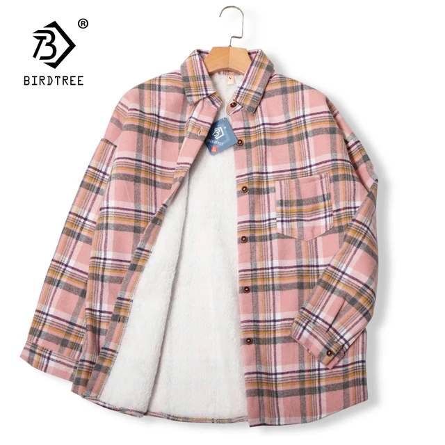 Thick Velvet Plaid Shirts Women Winter Warm Blouses and Tops New Casual Woolen Shirt Jacket Female Clothes Coat Outwear C17001X