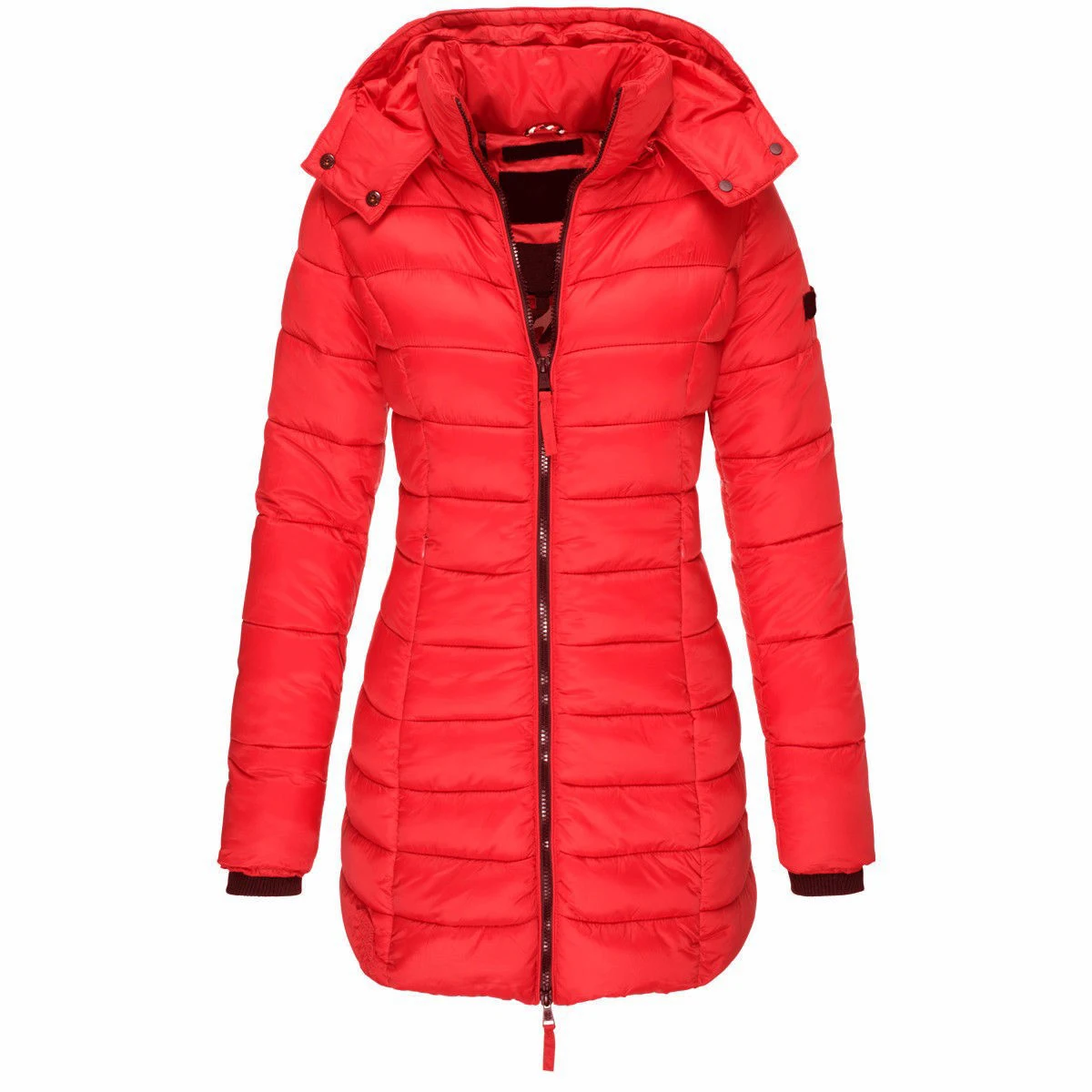 Winter Jackets for Women Zipper Hooded Cotton Padded Jackets Long Sleeve Warm Coat Slim Parka Female Portable Outwear