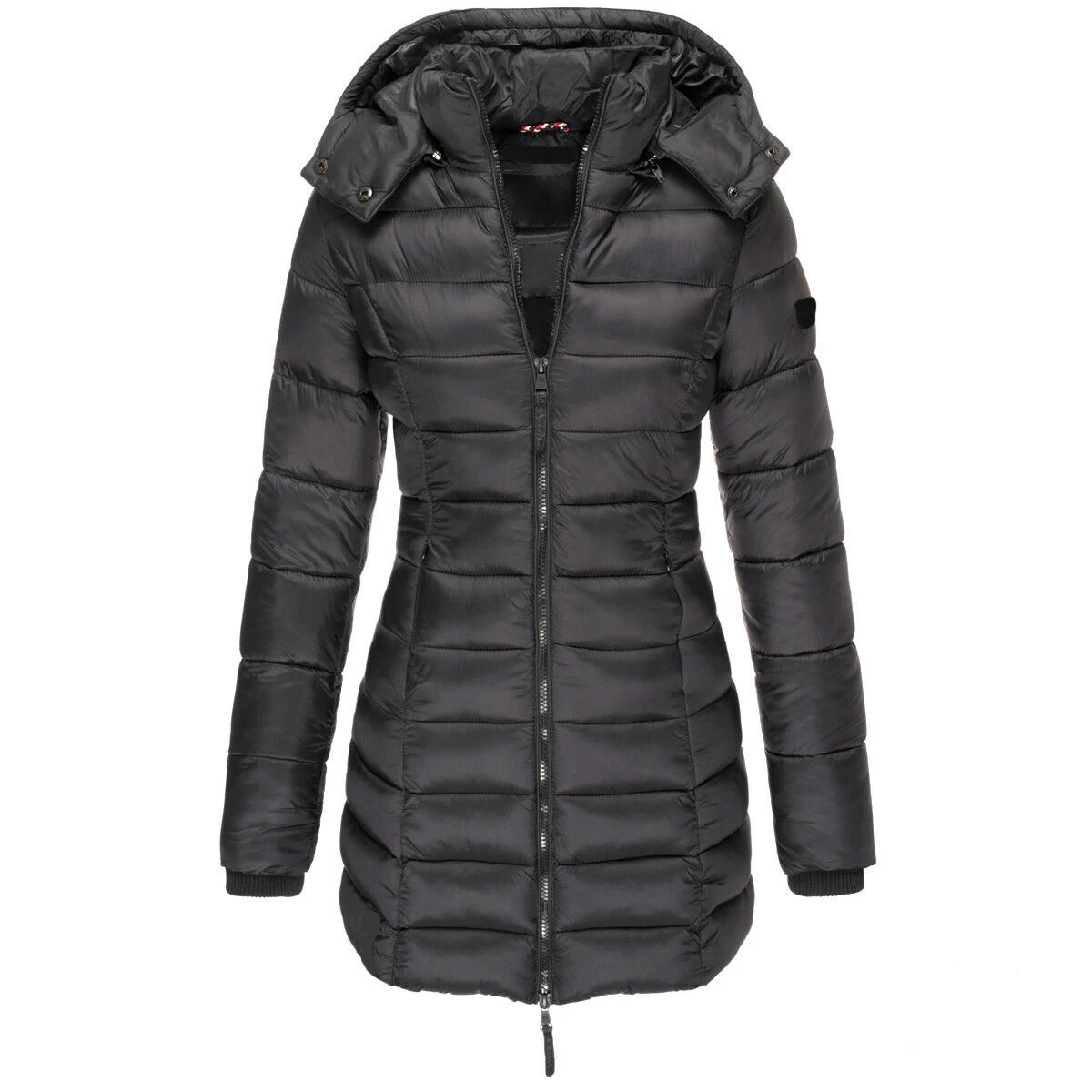 Winter Jackets for Women Zipper Hooded Cotton Padded Jackets Long Sleeve Warm Coat Slim Parka Female Portable Outwear