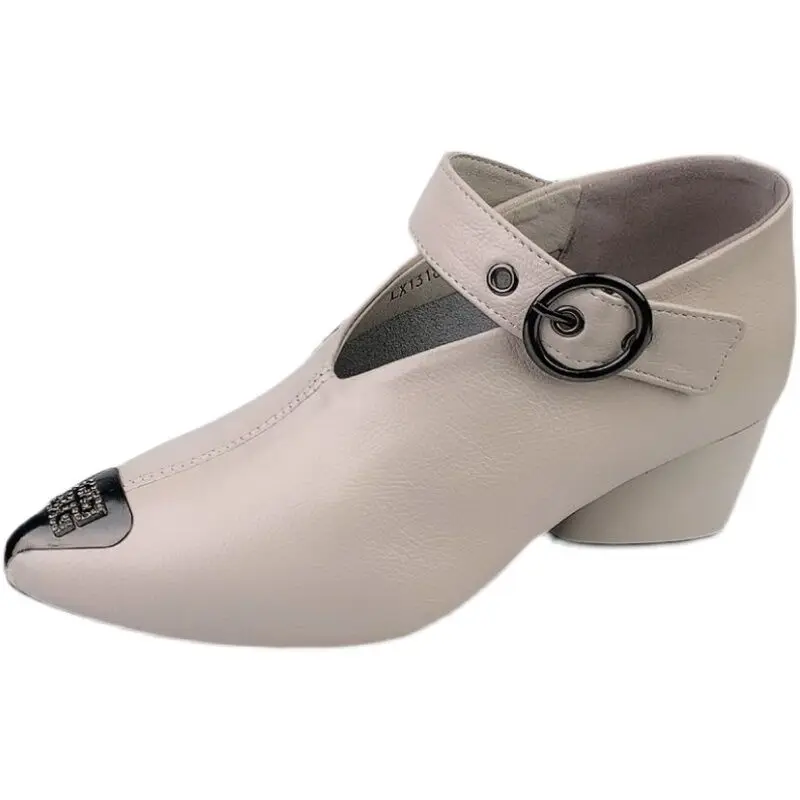 Designer V-neck Mary Jane Shoes Boot Female Top Quality Spring Leather Heart-Shape Heel Ladies boots Plus Size 43 Woman Booties