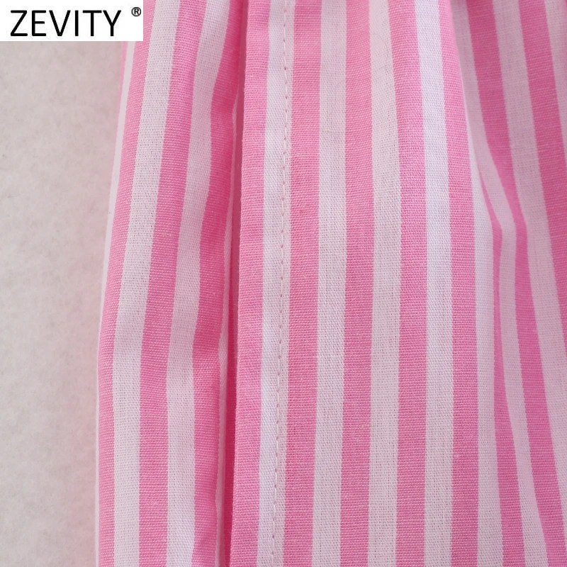 Zevity Women Fashion Patchwork Striped Print Casual Hot Bermuda Shorts Female Chic Elastic Waist Summer Pantalone Cortos P1086