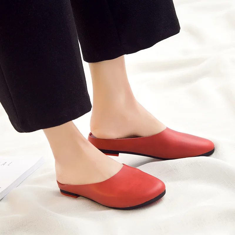 AIYUQI Women Slippers 2024 Spring New Genuine Leather Women Shoes Big Size 41 42 43 Flat Casual Summer Half Slippers Women