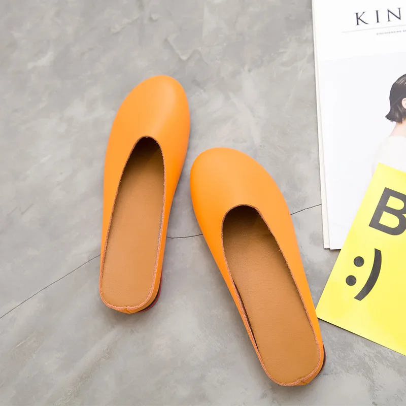 AIYUQI Women Slippers 2024 Spring New Genuine Leather Women Shoes Big Size 41 42 43 Flat Casual Summer Half Slippers Women