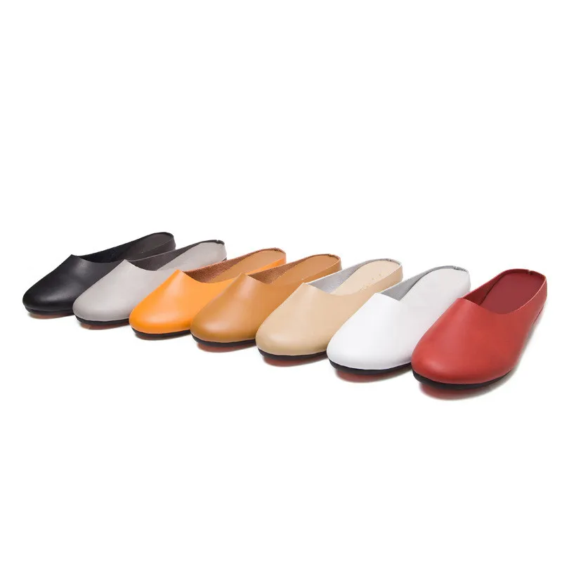 AIYUQI Women Slippers 2024 Spring New Genuine Leather Women Shoes Big Size 41 42 43 Flat Casual Summer Half Slippers Women