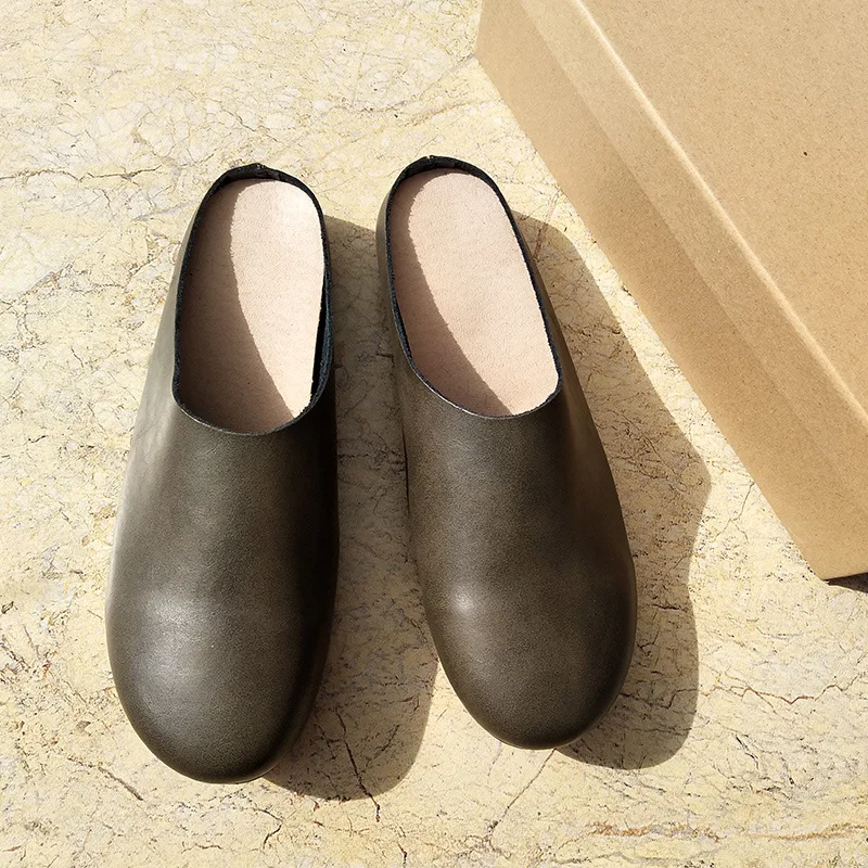 AIYUQI Women Slippers 2024 Spring New Genuine Leather Women Shoes Big Size 41 42 43 Flat Casual Summer Half Slippers Women