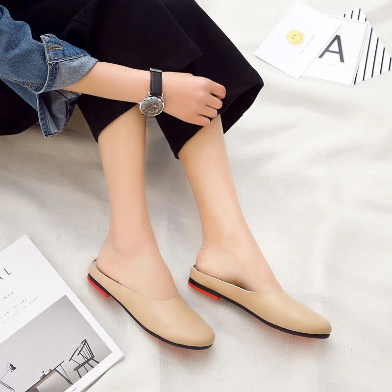 AIYUQI Women Slippers 2024 Spring New Genuine Leather Women Shoes Big Size 41 42 43 Flat Casual Summer Half Slippers Women