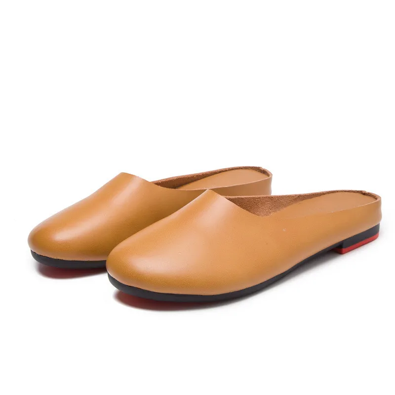AIYUQI Women Slippers 2024 Spring New Genuine Leather Women Shoes Big Size 41 42 43 Flat Casual Summer Half Slippers Women