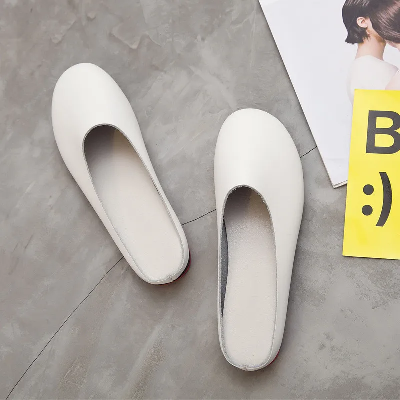 AIYUQI Women Slippers 2024 Spring New Genuine Leather Women Shoes Big Size 41 42 43 Flat Casual Summer Half Slippers Women