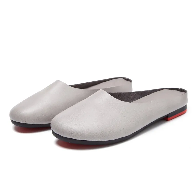 AIYUQI Women Slippers 2024 Spring New Genuine Leather Women Shoes Big Size 41 42 43 Flat Casual Summer Half Slippers Women