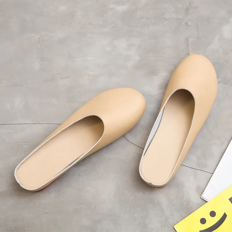 AIYUQI Women Slippers 2024 Spring New Genuine Leather Women Shoes Big Size 41 42 43 Flat Casual Summer Half Slippers Women