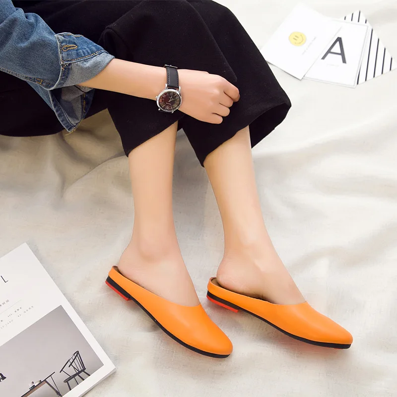 AIYUQI Women Slippers 2024 Spring New Genuine Leather Women Shoes Big Size 41 42 43 Flat Casual Summer Half Slippers Women