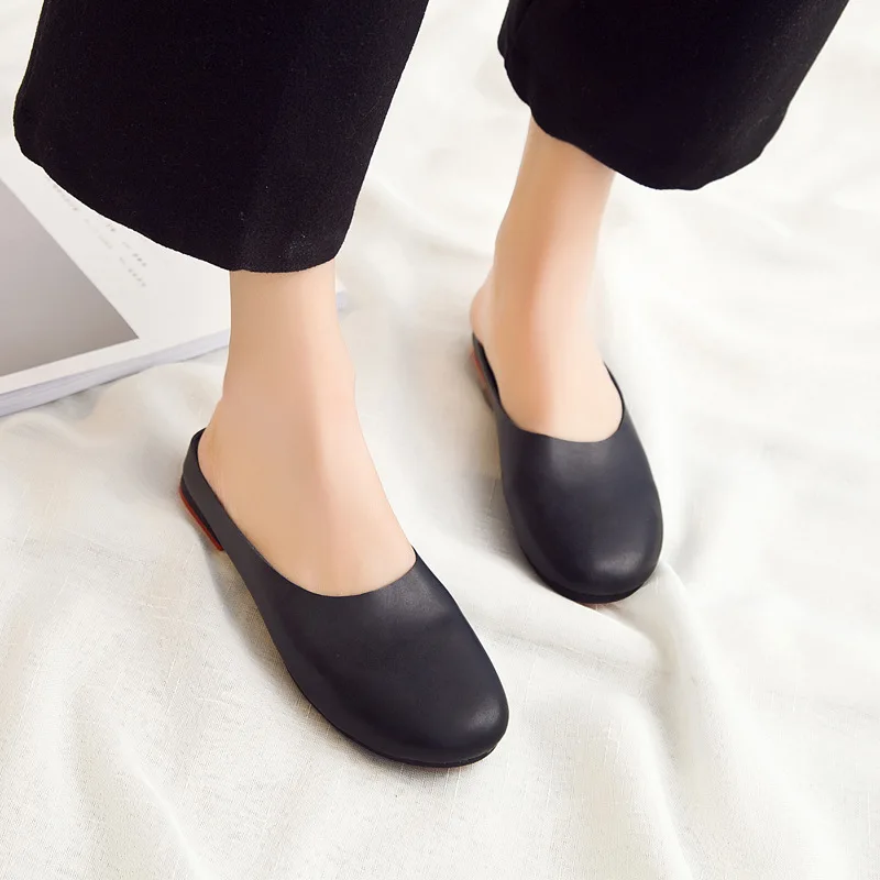 AIYUQI Women Slippers 2024 Spring New Genuine Leather Women Shoes Big Size 41 42 43 Flat Casual Summer Half Slippers Women