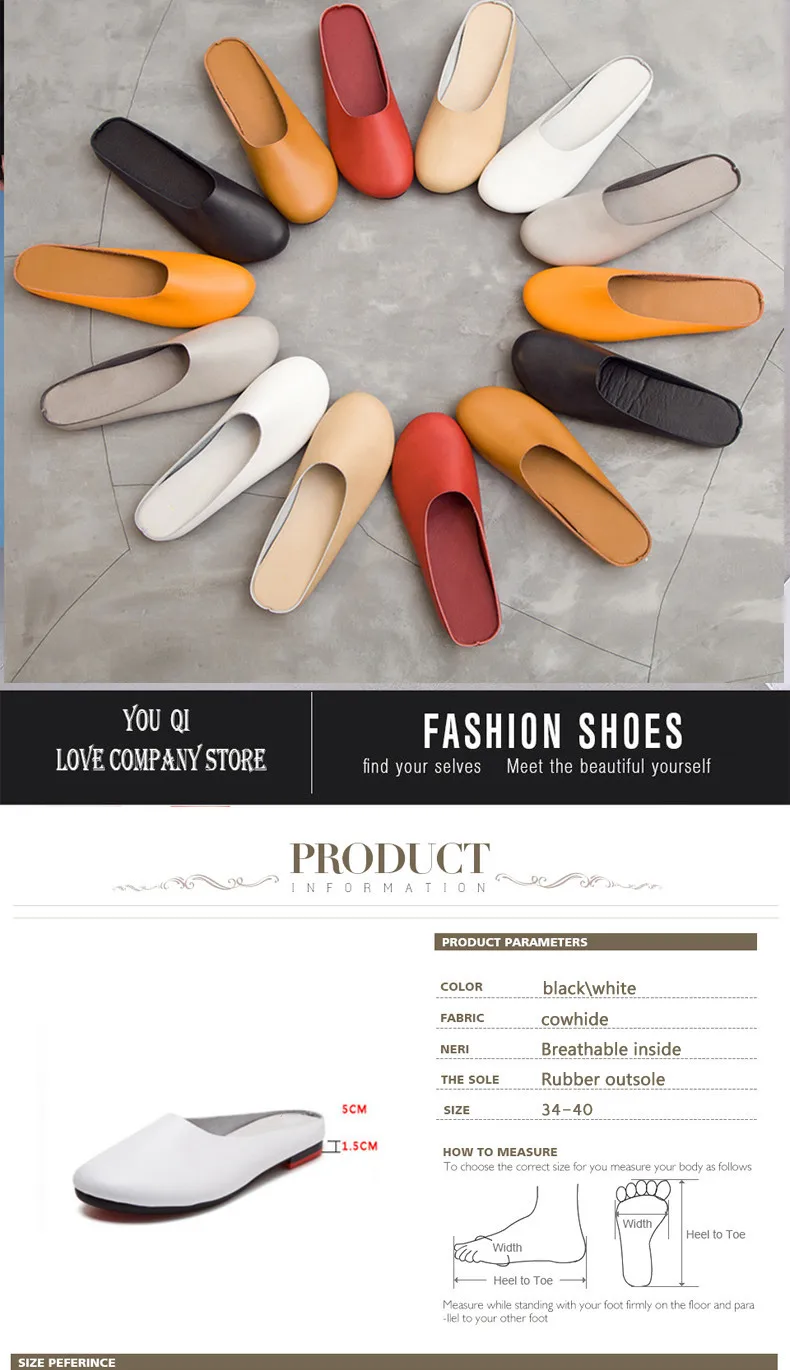 AIYUQI Women Slippers 2024 Spring New Genuine Leather Women Shoes Big Size 41 42 43 Flat Casual Summer Half Slippers Women