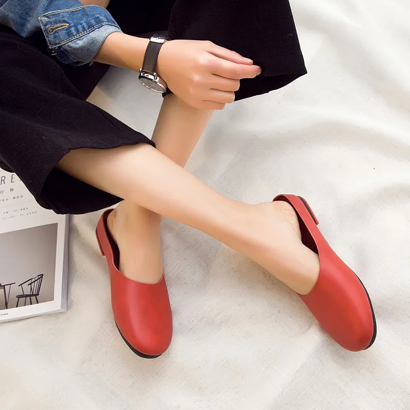 AIYUQI Women Slippers 2024 Spring New Genuine Leather Women Shoes Big Size 41 42 43 Flat Casual Summer Half Slippers Women