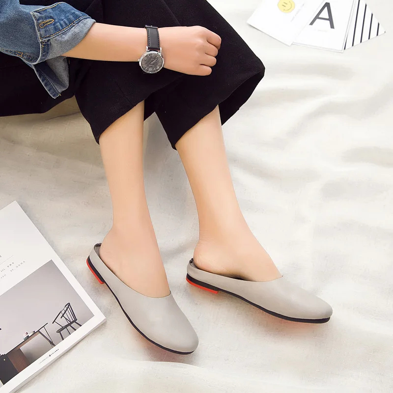 AIYUQI Women Slippers 2024 Spring New Genuine Leather Women Shoes Big Size 41 42 43 Flat Casual Summer Half Slippers Women