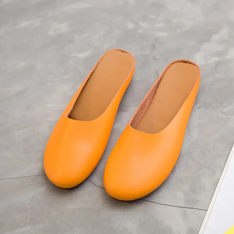 AIYUQI Women Slippers 2024 Spring New Genuine Leather Women Shoes Big Size 41 42 43 Flat Casual Summer Half Slippers Women